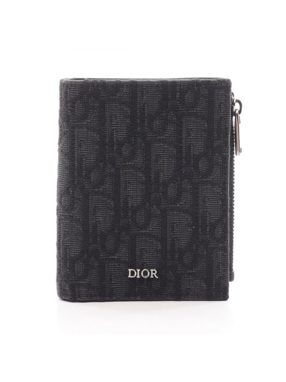 Dior Bifold Wallet Oblique Black Dark Gray